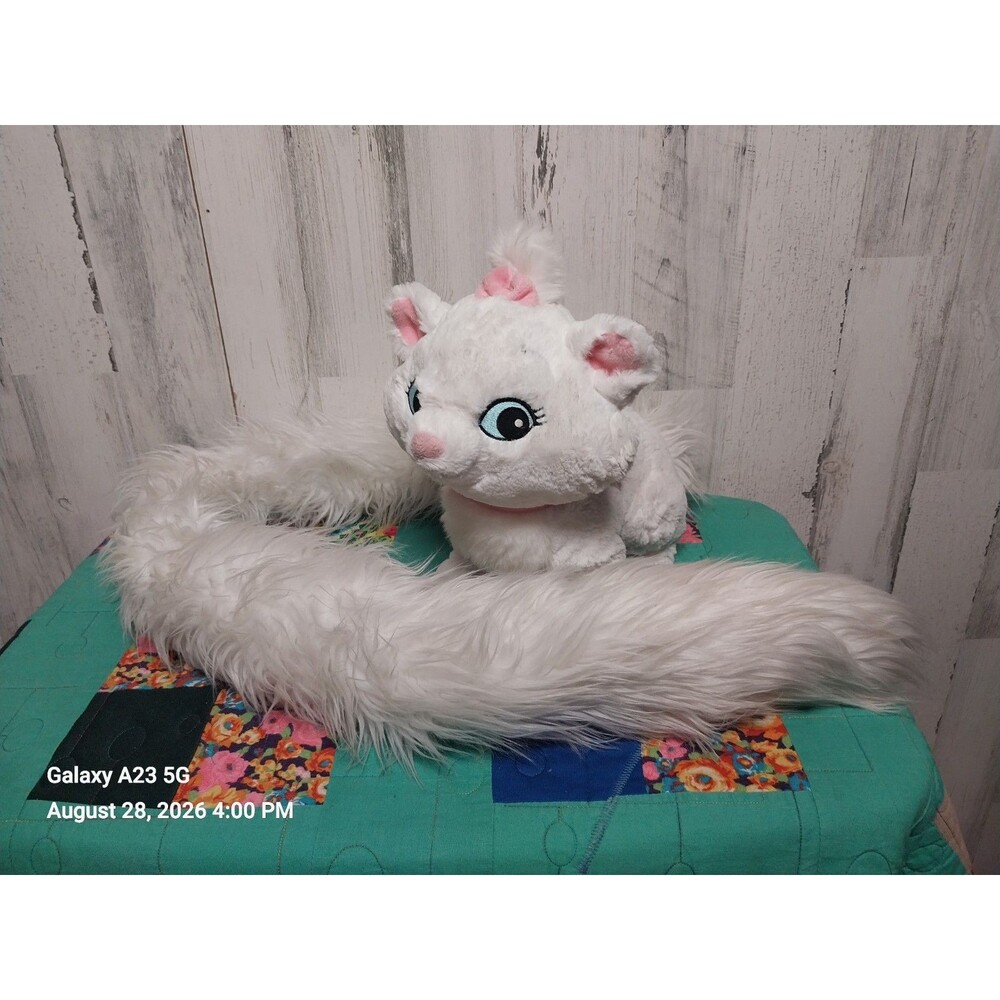 Disney Parks Plush Aristocats "Marie" Kitty Cat with 48" Long Fluffy Boa Tail